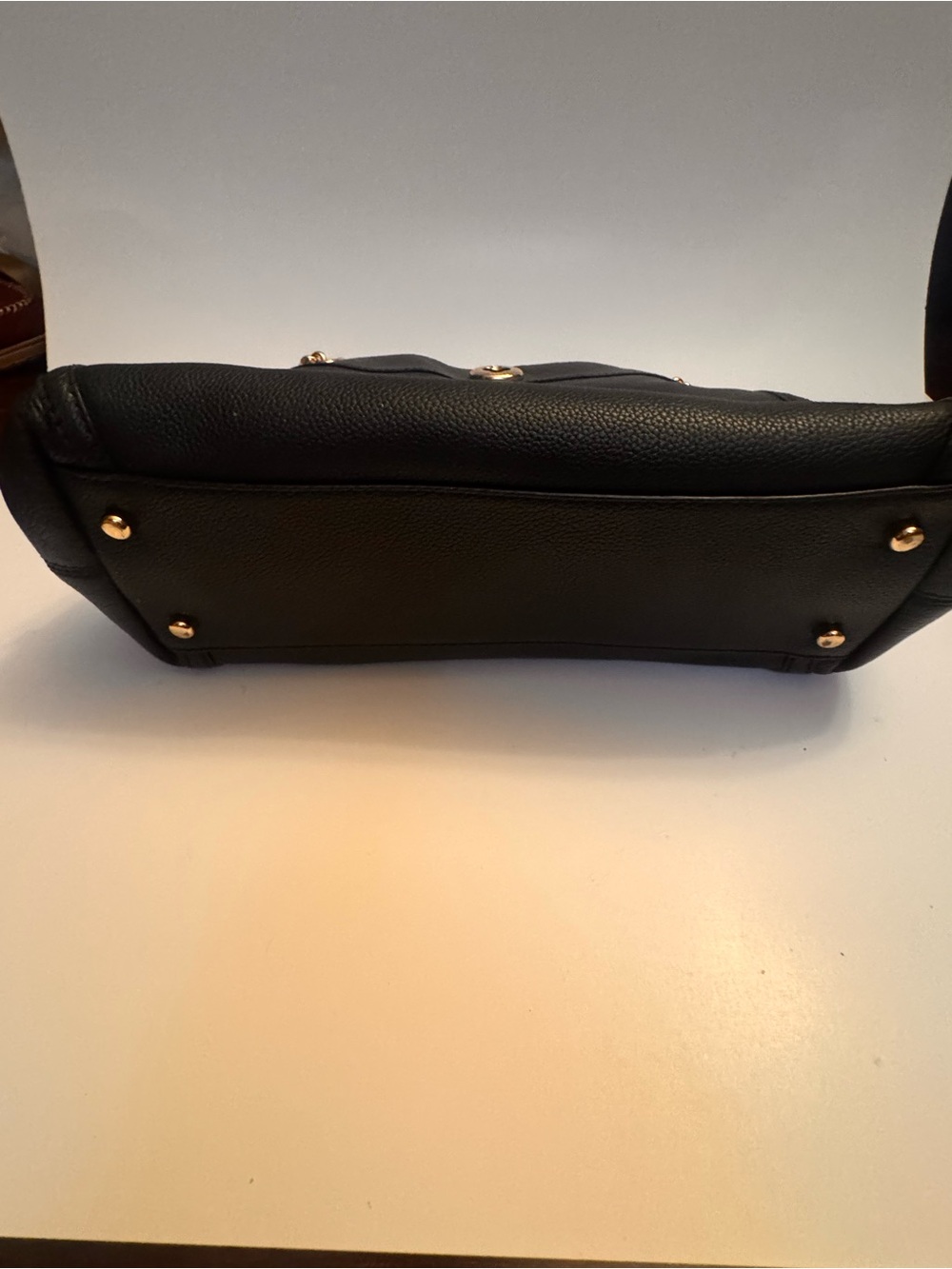 Coach Black Pebbled Leather Shoulder Tote with Gold Chain Handles - Picture 7 of 9